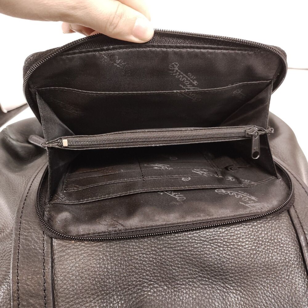 FLAW Fossil Black Leather Handbag Shoulder Bag Vintage Purse - Picture 15 of 16